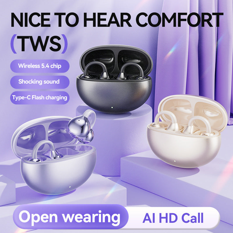 Popular M91AI Smart Translation Bluetooth Earbuds Clip-on High-Quality Bone Conduction Wireless Bluetooth Earbuds