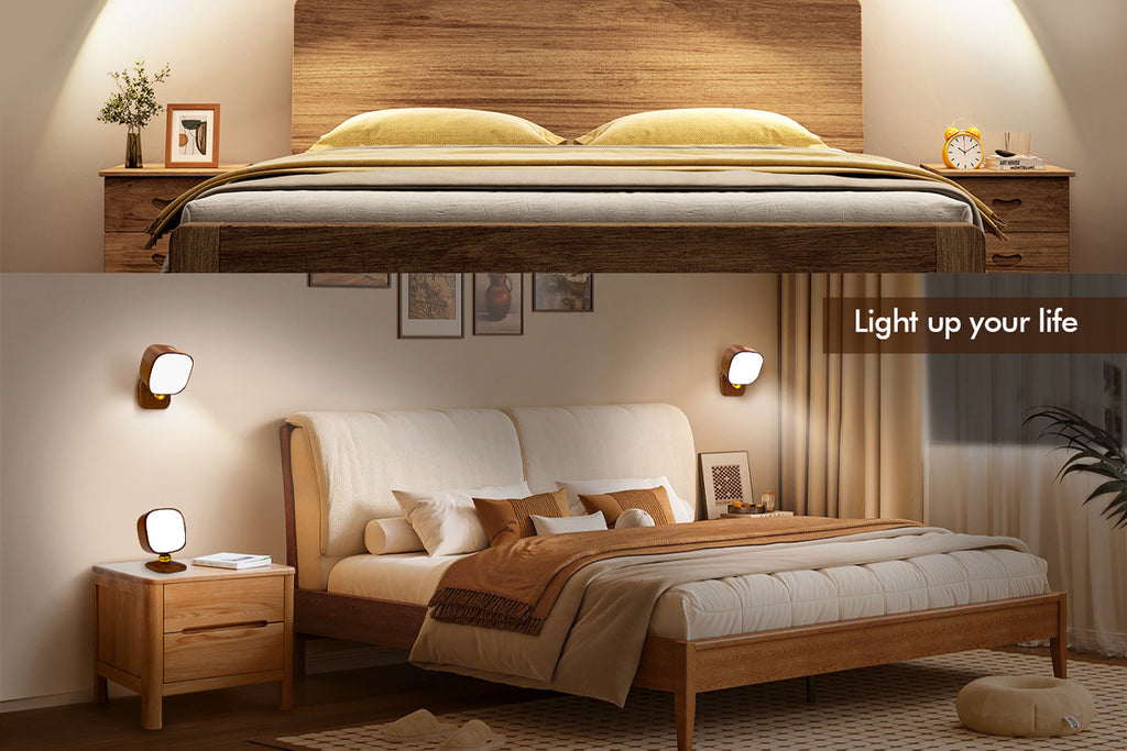 Square Solid Wood Sensor Light New Creative Cabinet Light Bedside Bedroom Smart LED Radar Human Body Night Light