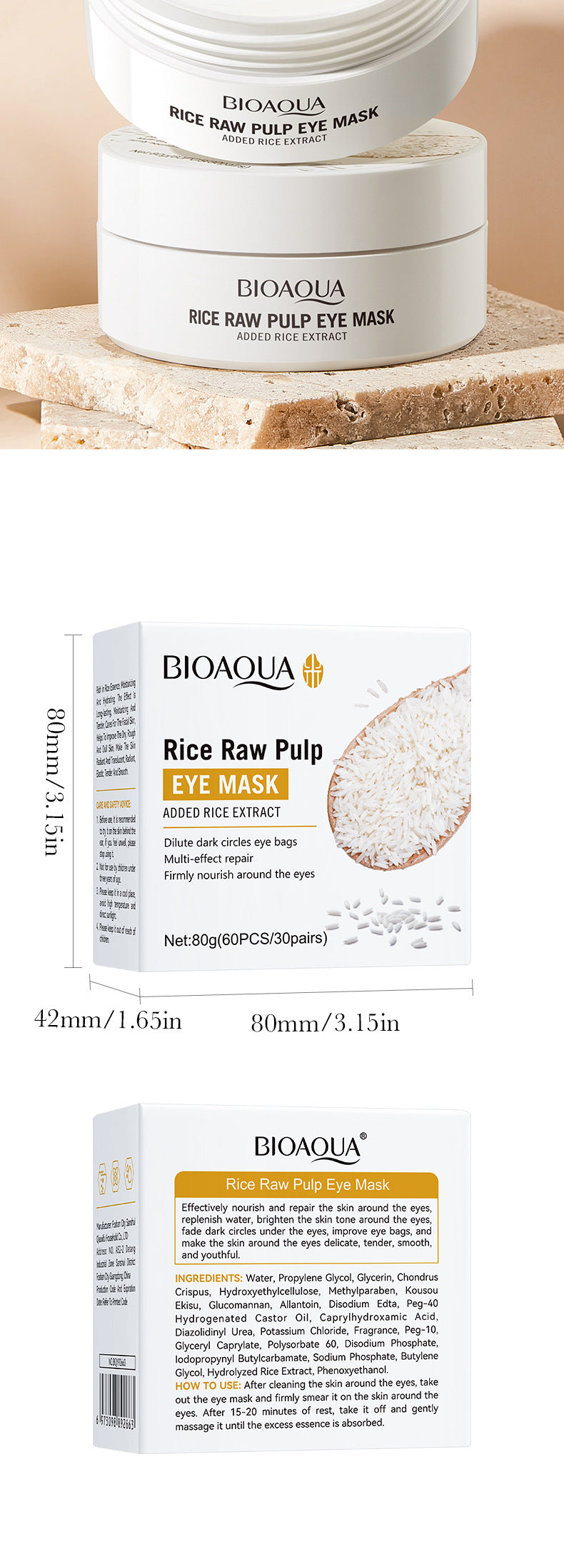Rice Skincare Set BIOAOUA Rice Puree Series Six-Piece Set Box  Wholesale