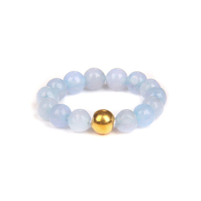 Women's Amethyst Cat's Eye Ring Natural Stone Bead Ring Handmade Elastic Ring4mm Crystal Angel Stone Ring