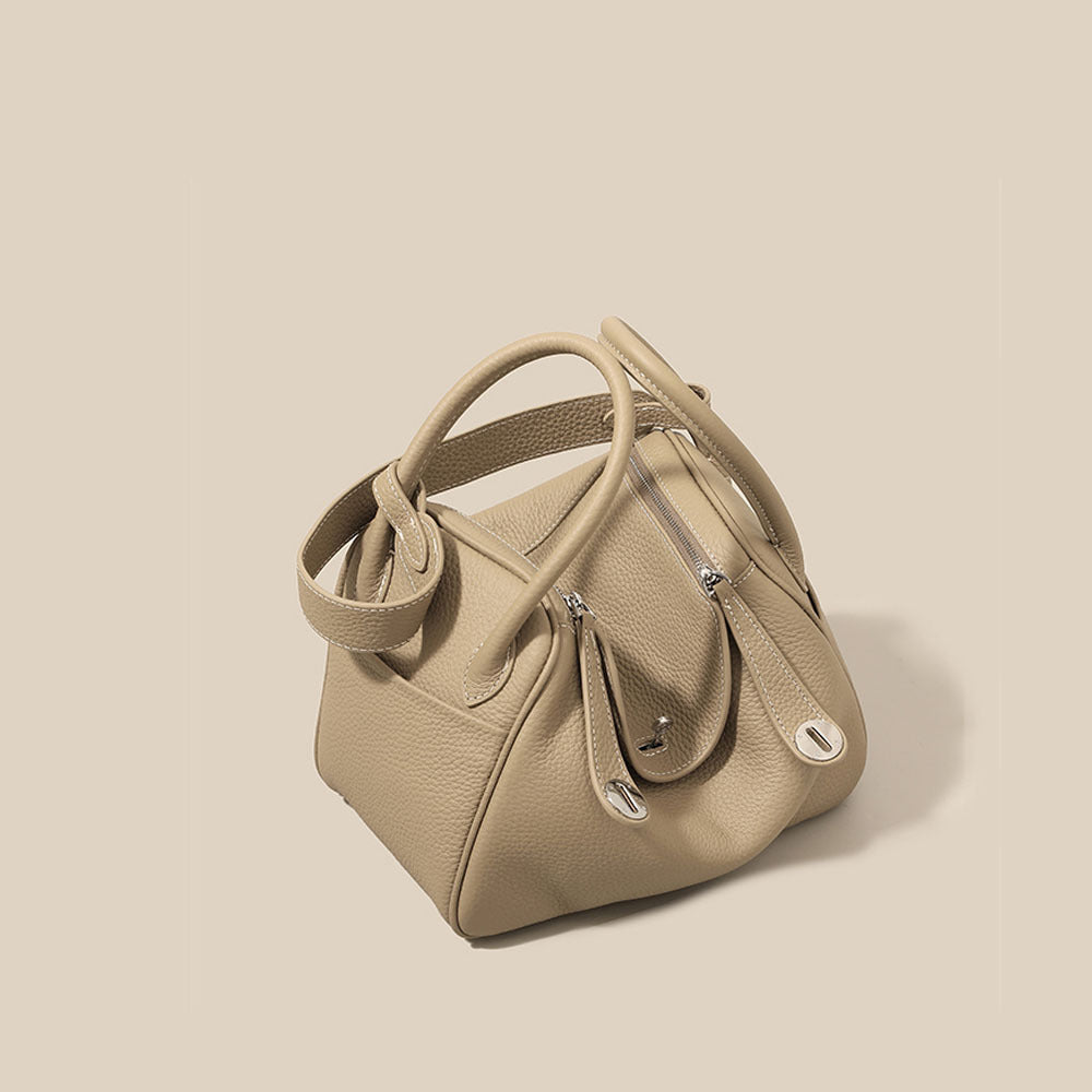 Doctor Genuine Leather Women's Bag2024Handheld Top Layer Cowhide Lychee Pattern Lindy Bag Single Shoulder Handbag Medicine Box Trendy