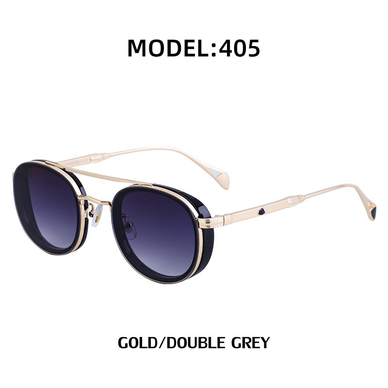 European and American Retro Oval Frame Sunglasses for Men, Side Wrap Small Frame Sunglasses for Women, Trendy Glasses Wholesale shades