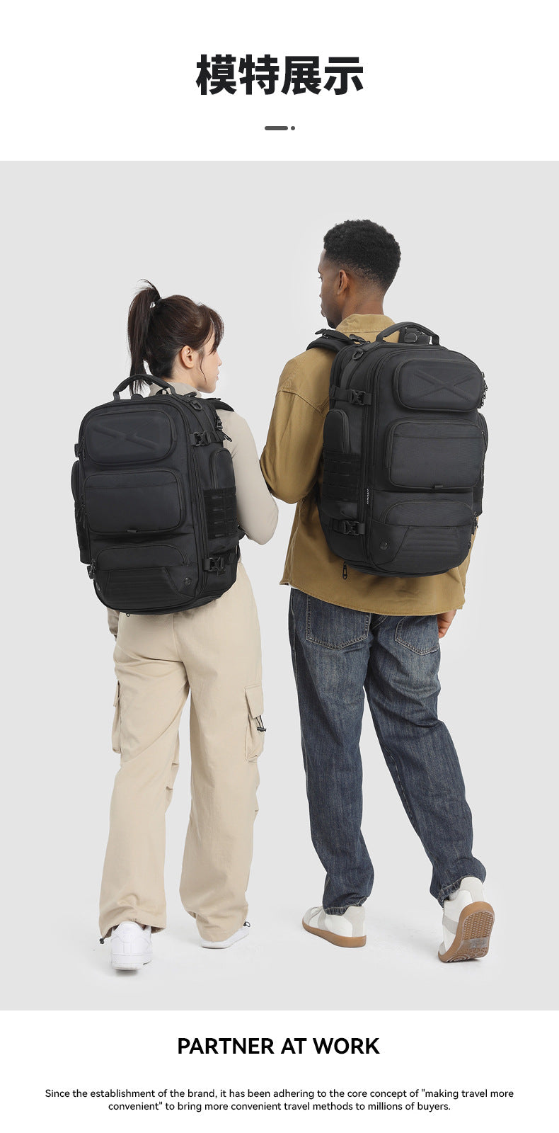 New Men's Backpack Large Capacity Short Distance Travel Backpack Outdoor Commuting Multifunctional Waterproof Tactical Computer Bag