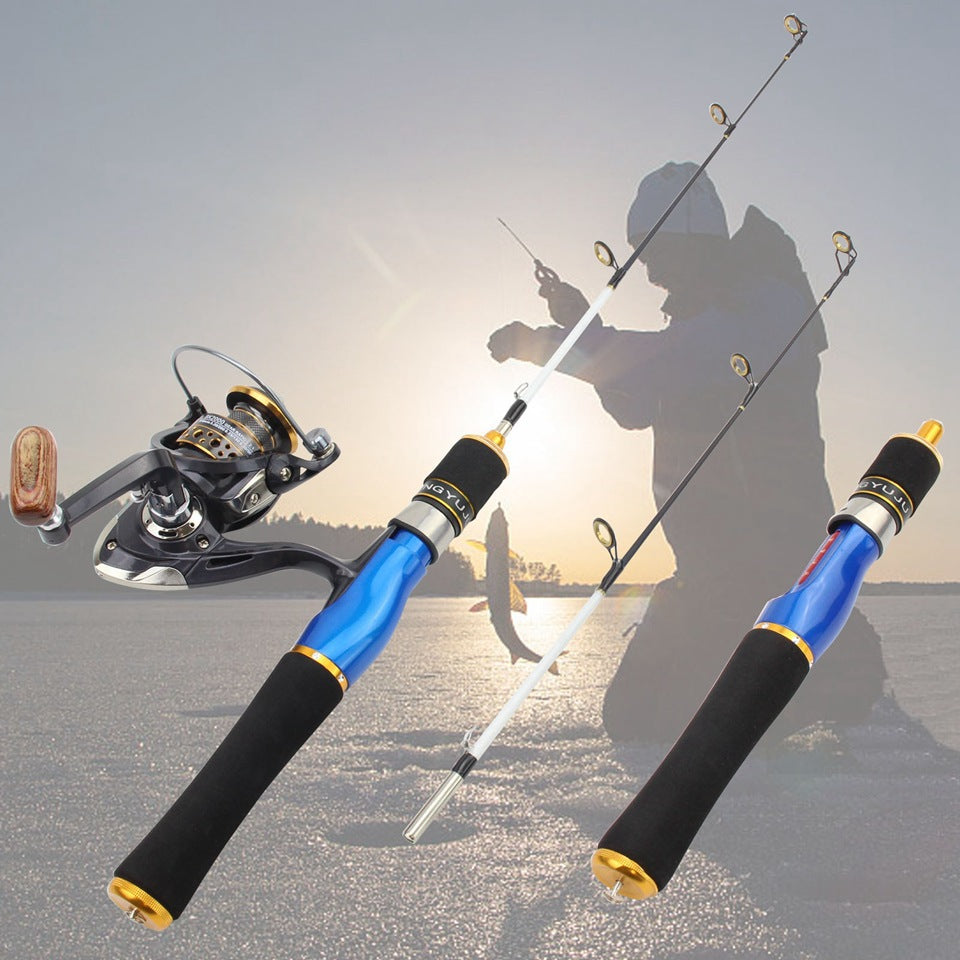 One piece58cm Ice Fishing Rod Winter Fishing Rod Spinning Wheel Fishing Gear Set Boat Rod Fishing Gear