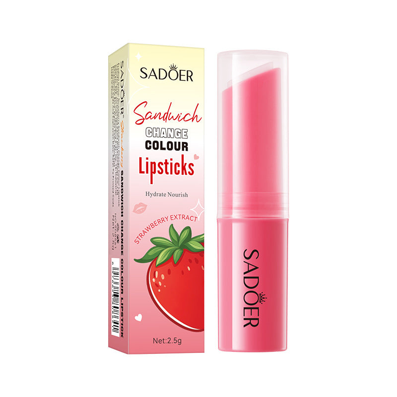 Fruit Filled Temperature Changing Lip Balm SADOER Hydrating Moisturizing Temperature Changing Lip Balm for Foreign Trade