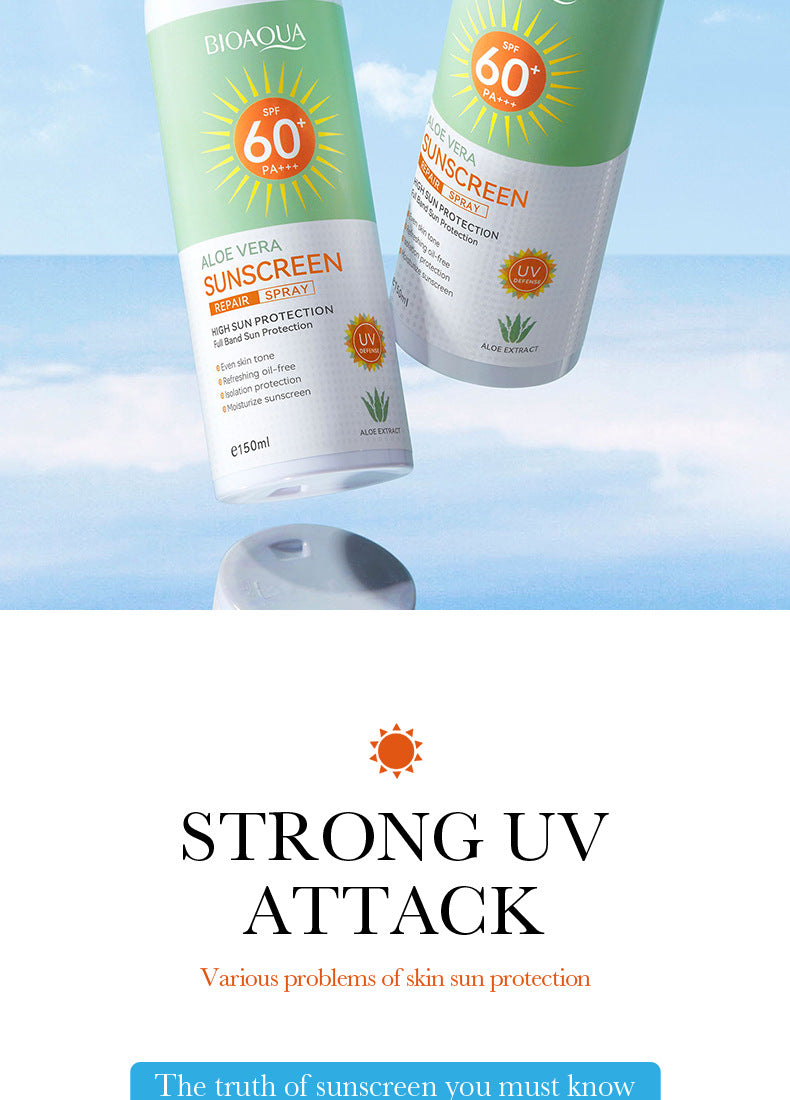 BIOAOUA Aloe Vera Sunscreen Sunscreen Isolation Refreshing Three-in-One Sunscreen Spray Wholesale