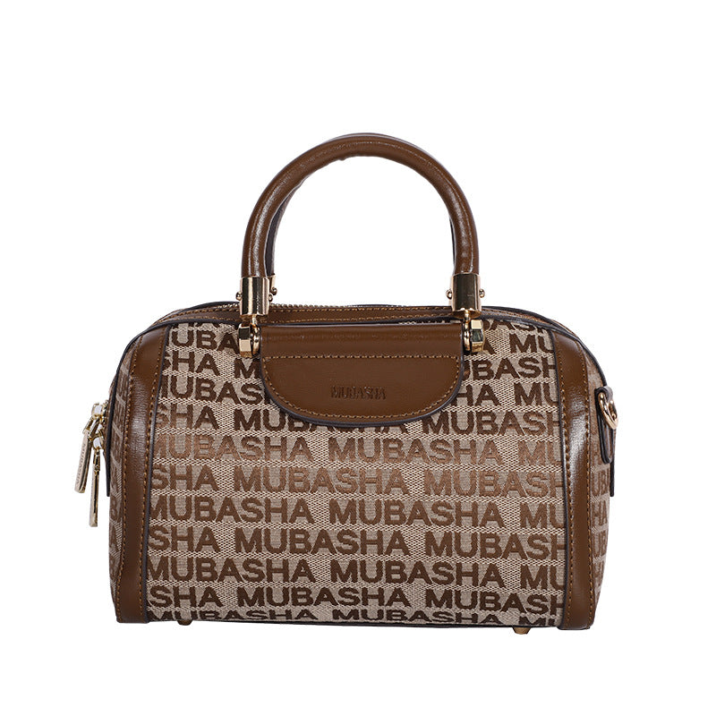 2024New Fashion Boston Bag Printed Retro Pillow Bag Handheld Shoulder Bag Personalized Crossbody Bag European and American Style Bag