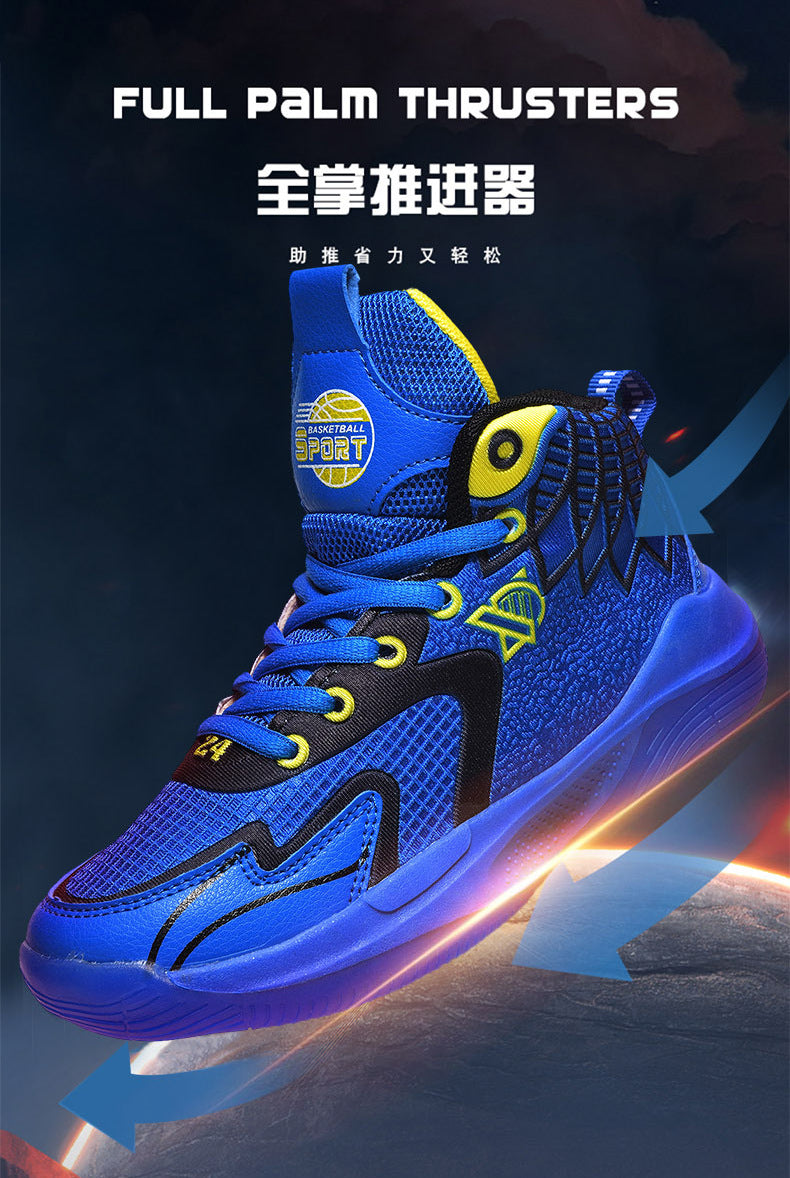 Children's Shoes Breathable Mesh Water-Resistant Sports Shoes for Teenagers Wear-Resistant Shock-Absorbing Non-Slip Professional Training Basketball Shoes