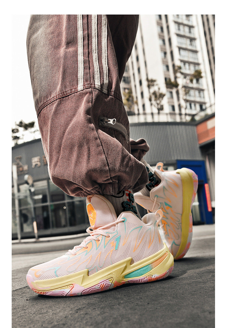 Basketball shoes for men and women, mesh breathable, non-slip, wear-resistant, shock-absorbing sneakers for students and teenagers, professional training sports shoes