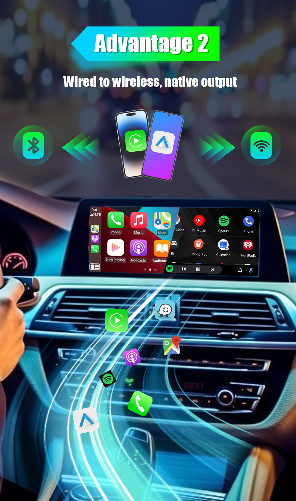 Carplay Original Car Wired to Wireless Box In-Car Smart Adapter auto Navigation Black Box Ai box