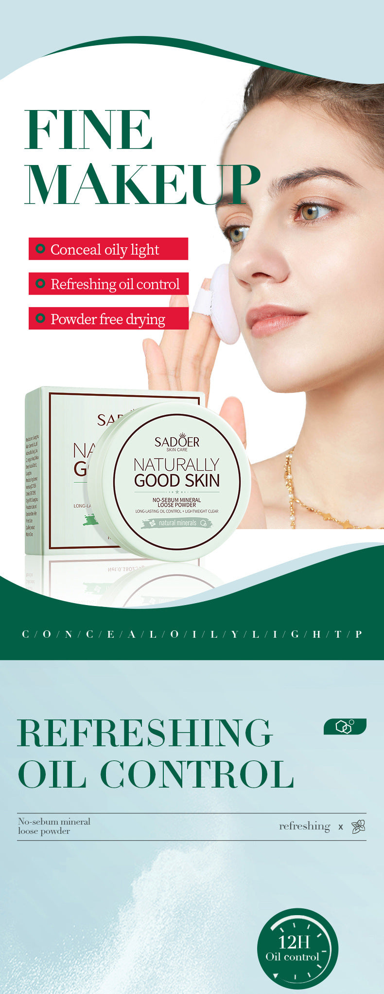 Makeup SADOER Mineral Loose Powder Refreshing Lightweight Setting Concealer Powder  Wholesale