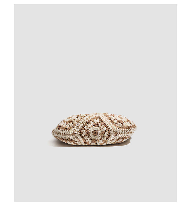 European and American Spring New Handmade Cotton Thread Crochet Hollow Sunflower Flower Woven Shoulder Bag for Women Straw Underarm Bag