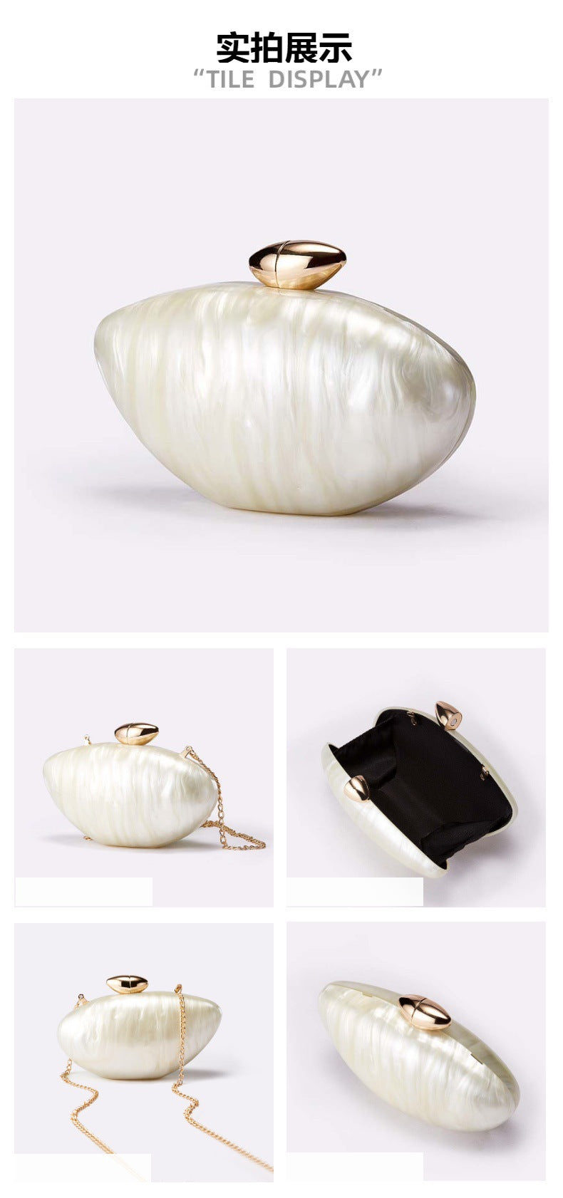 European and American Trend New Style Bag for Women Fashionable Light Luxury Versatile Bullet Head Acrylic Simple Evening Bag Clutch for Women