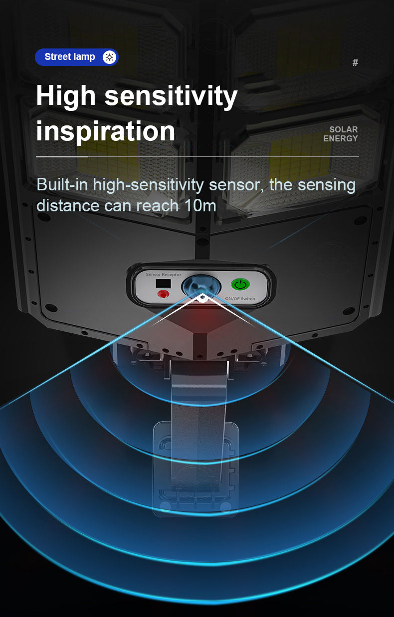 Solar Street Light Outdoor Integrated Light Human Body Sensing Garden Light Waterproof Wall Lighting with Remote Control