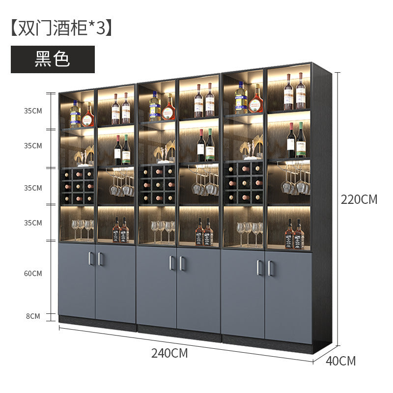 Glass Wine Cabinet for Living Room, Wall-Mounted, Modern Minimalist, Light Luxury, Double-Door Wine Cabinet, Home Dining Side Cabinet, High-End Display Storage Cabinet