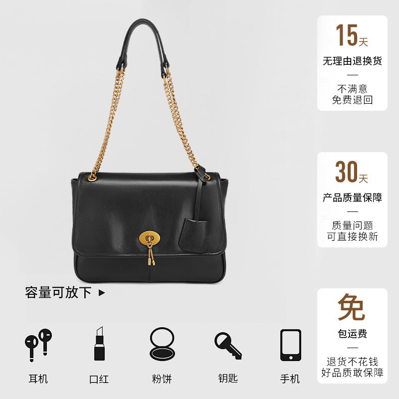 Vintage Casual Fashion High-End Single Shoulder Bag New Melad Chain Bag Autumn Winter Simple Commuter Crossbody Women's Bag