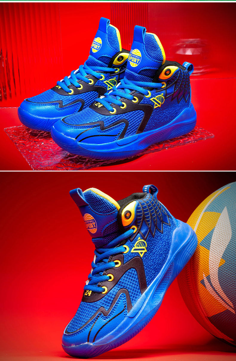 Children's Shoes Breathable Mesh Water-Resistant Sports Shoes for Teenagers Wear-Resistant Shock-Absorbing Non-Slip Professional Training Basketball Shoes