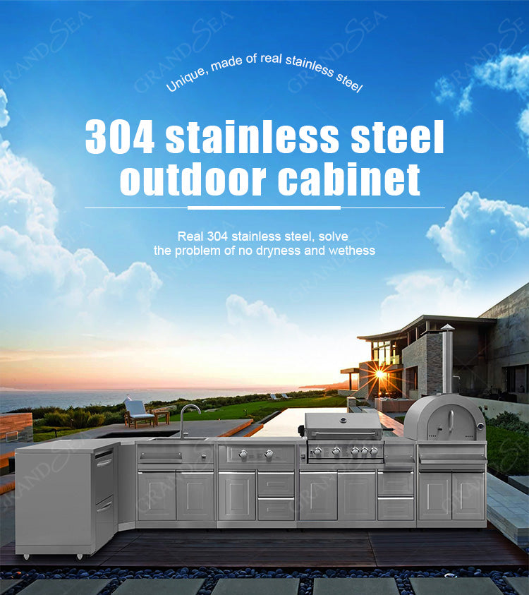 BBQ Built in Outdoor Kitchen Island Outdoor Kitchen Cabinet Grill Stone With Cover