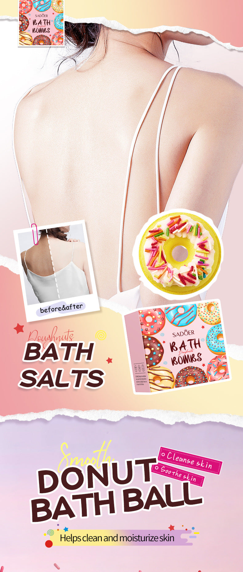 Macaron Donut Bath Salt Ball SADOER Clean Body Bath Salts  Wholesale