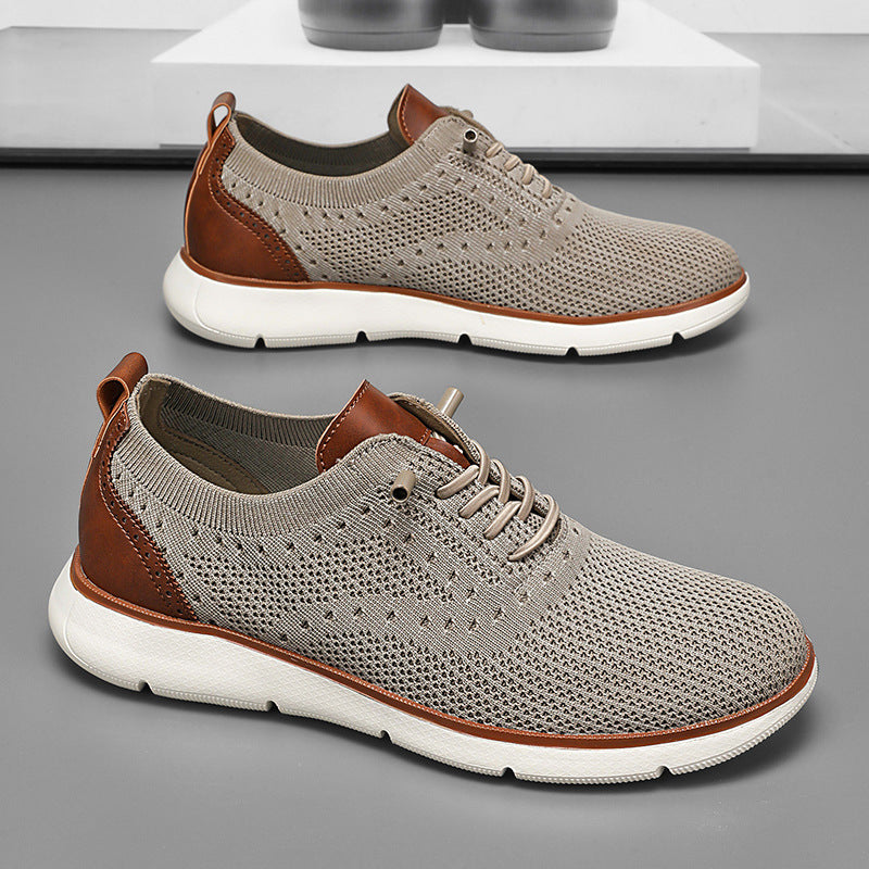 Foreign Trade Large Size Men's Shoes Lightweight Casual Sports Shoes Breathable Flyknit Mesh Loafers One-Piece Dropshipping Fashion Versatile