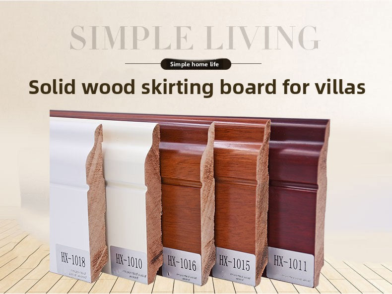 Ivory white solid wood skirting board 10cm Raw wood lines 10Centimeter wooden flooring with white skirting board