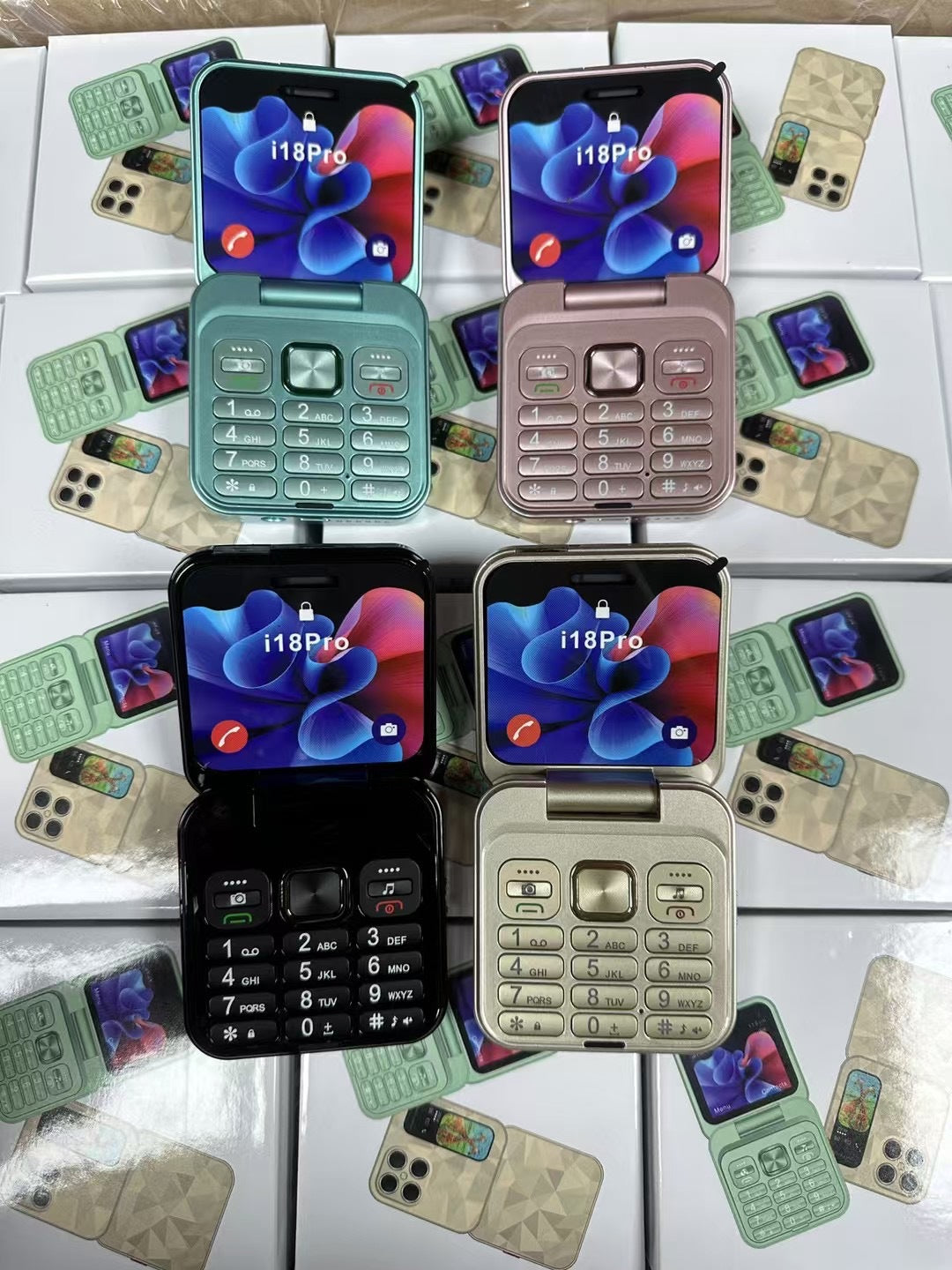 Mini flip Phone New i18pro Flip Phone2.4Dual SIM2G Button Folding Phone