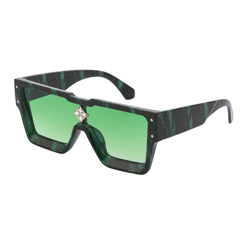 2025European and American 0k Rich Women Large Frame Sunglasses New One-piece Internet Celebrity Sunglasses for Women Trendy sunglasses