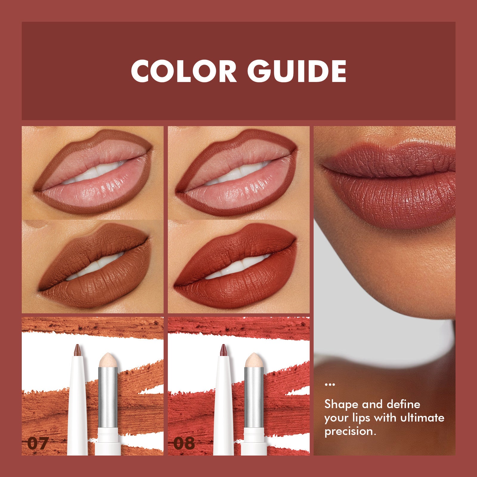 Dual-ended Lip Liner Pencil European and American Matte Non-Stick Cup Lipstick Lip Liner Small Batch Wholesale