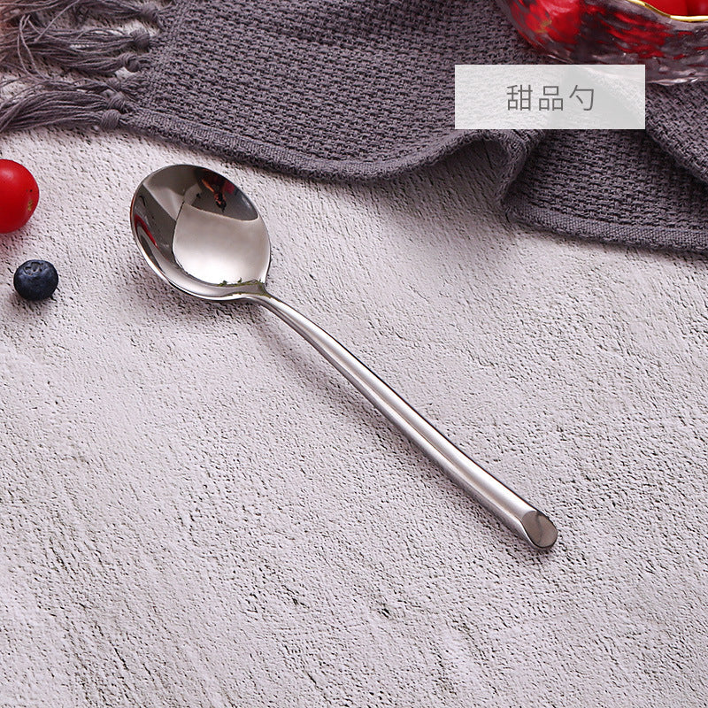 American Style Stainless Steel Western Steak Knife Slanted Tail Knife Fork Spoon Mirror Polished Tea Set3Solid Fork with Teeth