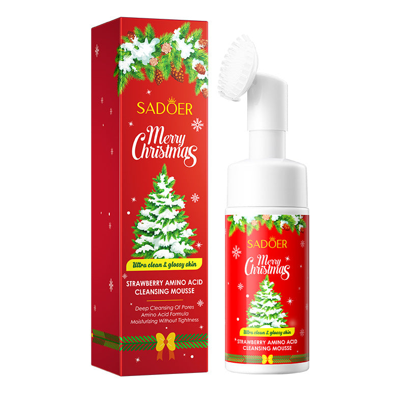 Christmas Strawberry Amino Acid Cleansing Mousse SADOER Cleansing facial cleanser  foreign trade wholesale