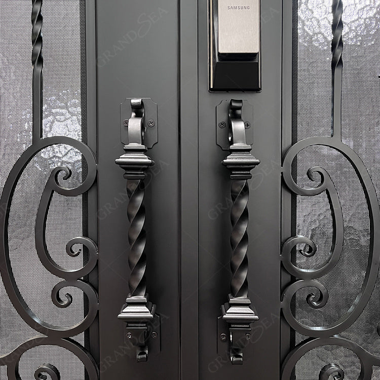 Foshan Factory High Quality Double Front Entry Doors Wrought Iron Doors Double Exterior