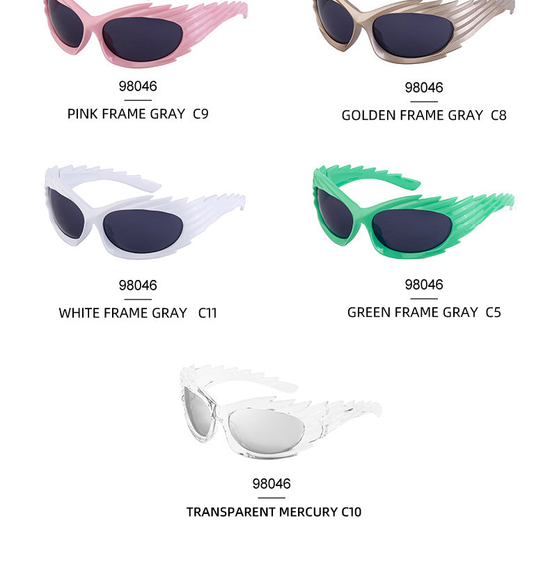 Europe and America Y2K Millennium Windproof Sunglasses for Women Trendy Personality Irregular Shape Sun Protection Sunglasses for Men Cycling Sports Glasses