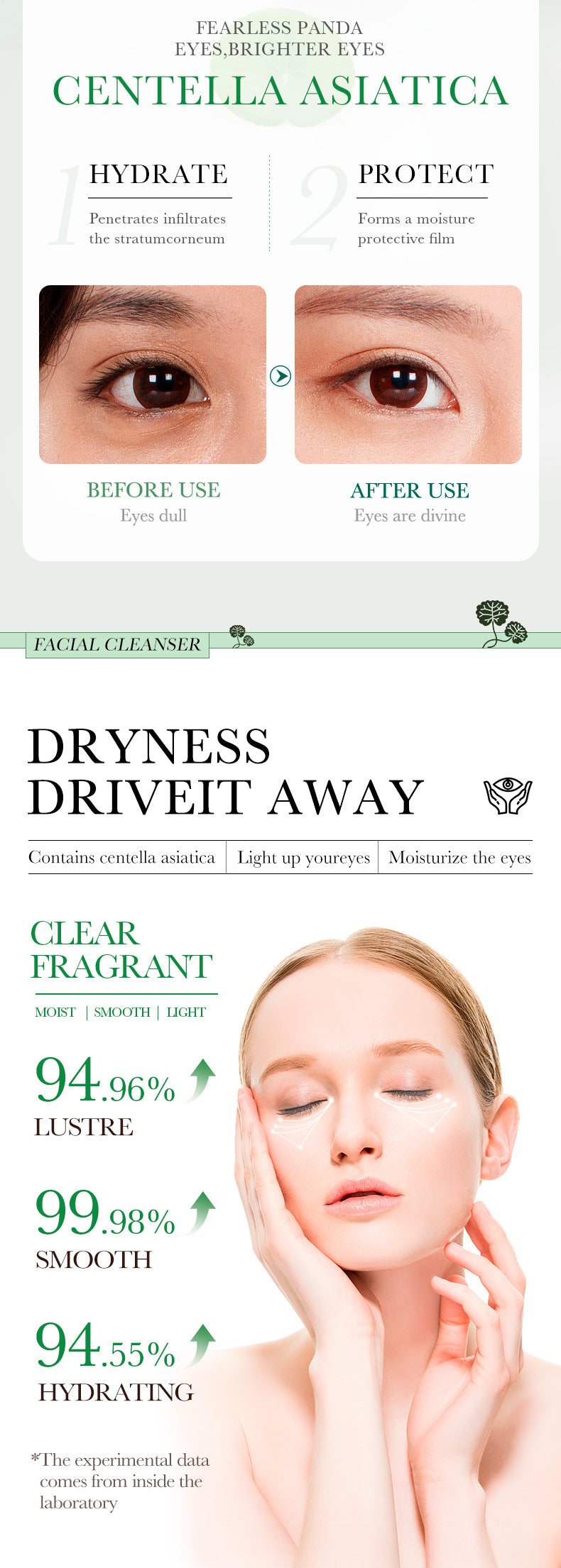 Centella Asiatica Eye Cream BIOAOUA Moisturize and Improve Dark Circles, Eye Wrinkles, and Eye Bags Cross-Border Wholesale