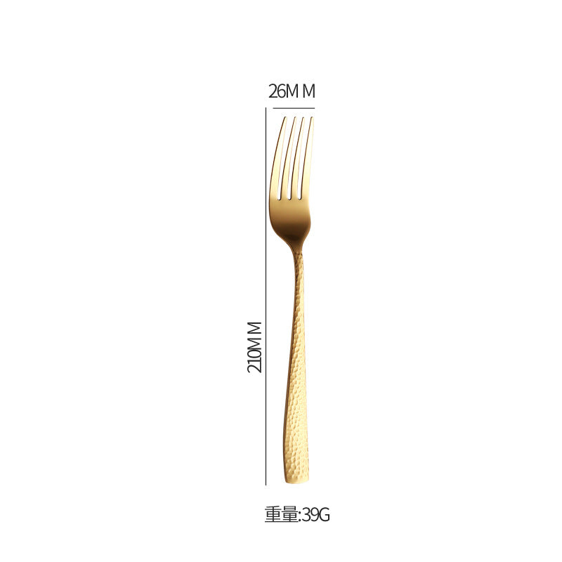 410Stainless Steel Cutlery Restaurant Western Hammered Square Handle Knife Fork Spoon Set Hotel Home Steak Knife Fork