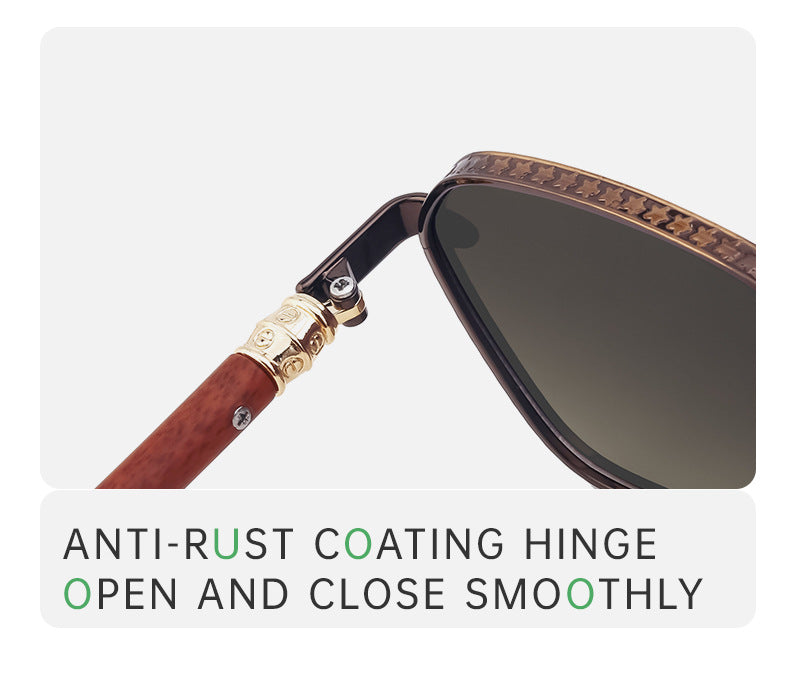 Vintage Imitation Wood Grain Temple Men's Sunglasses Outdoor Driving Square Frame Sunglasses Wholesale shades