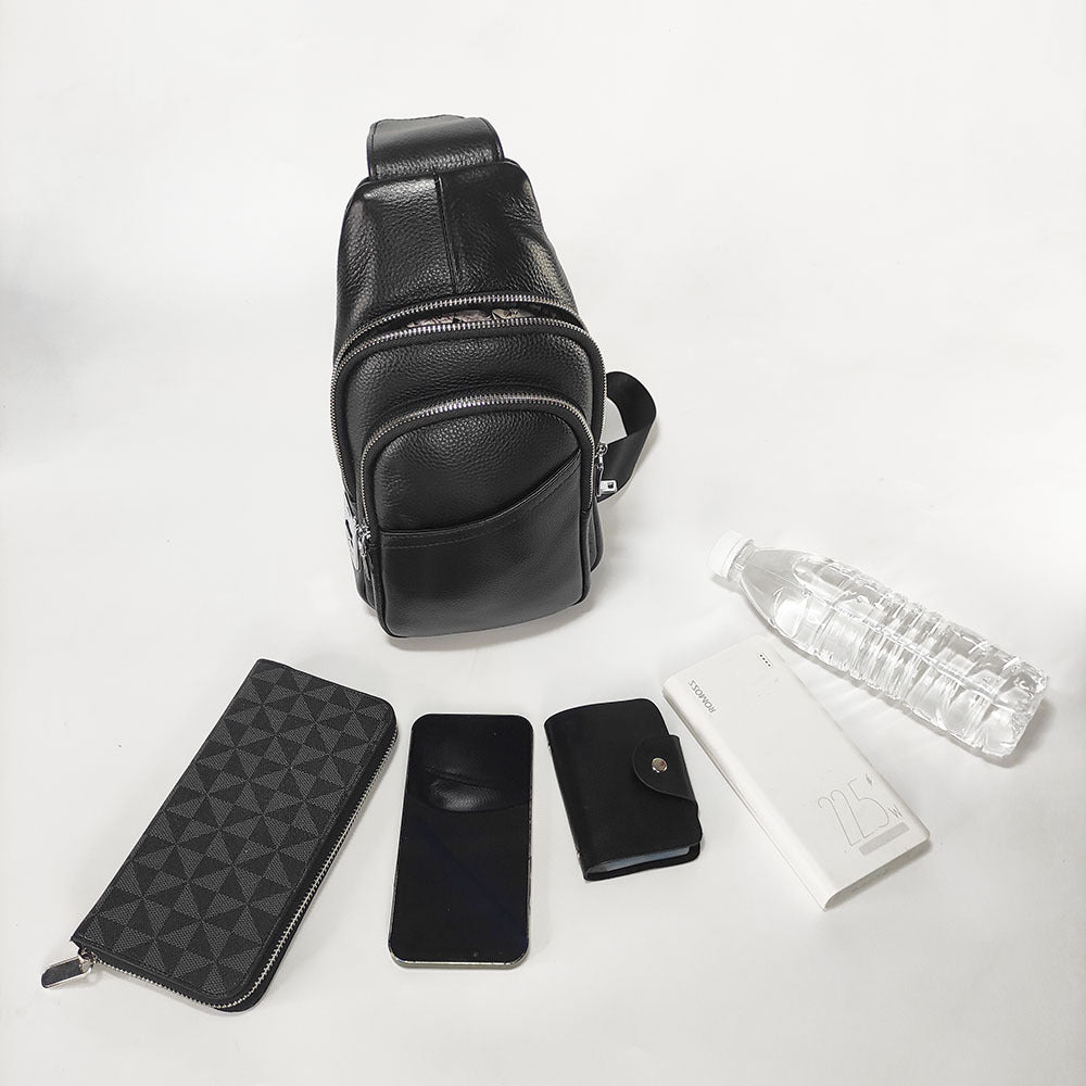 Anti-theft Fingerprint Lock Bag Top Layer Cowhide Men's Single Shoulder Crossbody Bag Multifunctional Crossbody High-end Genuine Leather Chest Bag