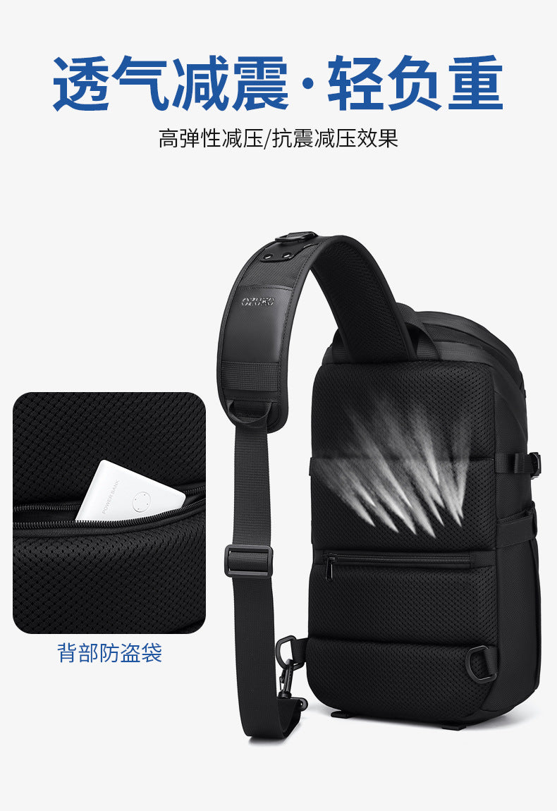 OZUKO Men's Tactical Chest Bag High-end Trendy Crossbody Bag Outdoor Waterproof Portable Single Shoulder Small Backpack for Men