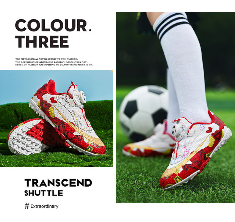 New Children's Rotating Buckle Broken Nail Training Football Shoes Girls Boys Primary School Students Competition Training Sneakers