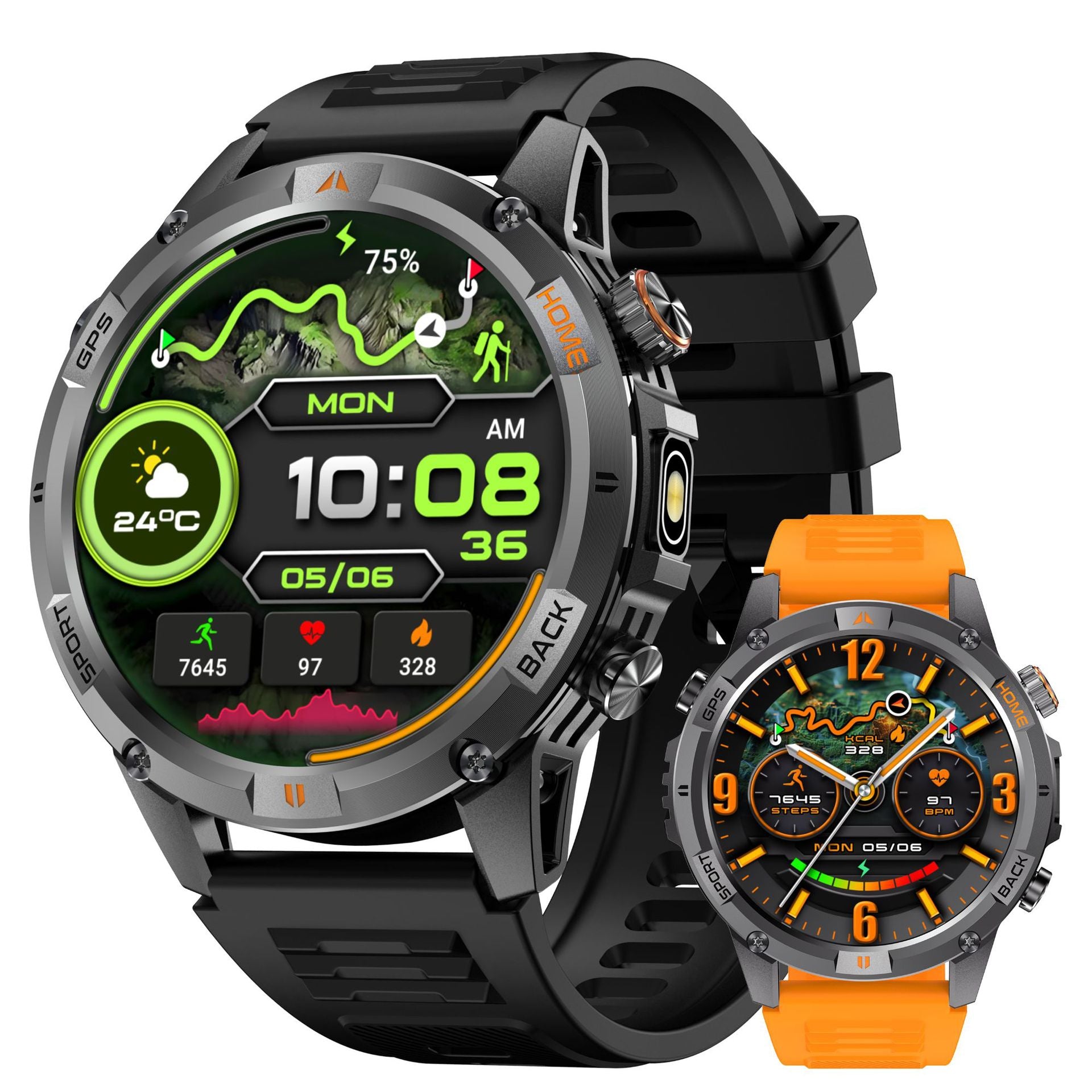 YK15Smart Watch Bluetooth Call Heart Rate Pedometer Sleep Depth Waterproof GPS Beidou Positioning Sports Three-Proof