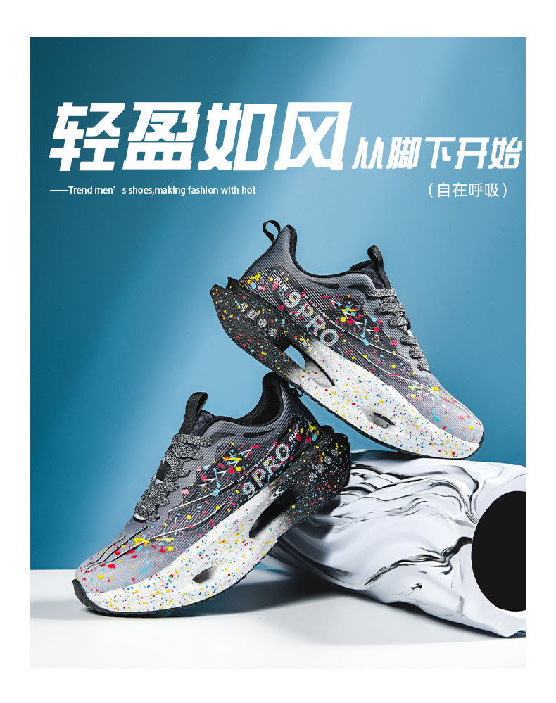 Autumn New Red Rabbit9Fluorescent Parent-Child Comfortable Sports Shoes High Elasticity Really Soft Sole Carbon Plate Wear-Resistant Running