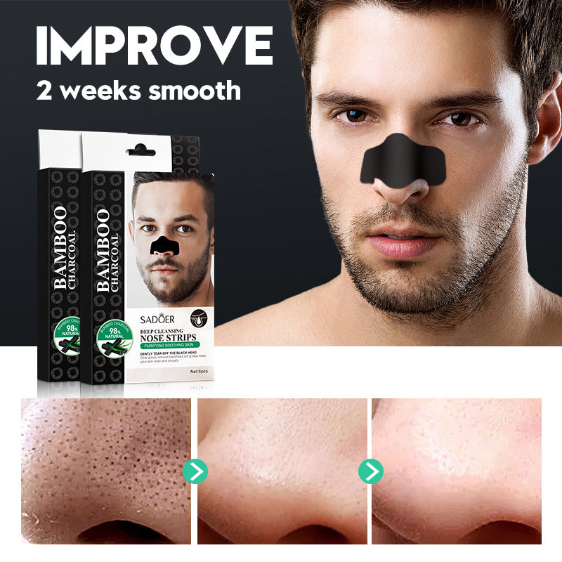 Men's Bamboo Charcoal Nose Strips SADOER Deep Cleansing for Blackhead Removal T Cross-Border Wholesale for Nursing Supplies