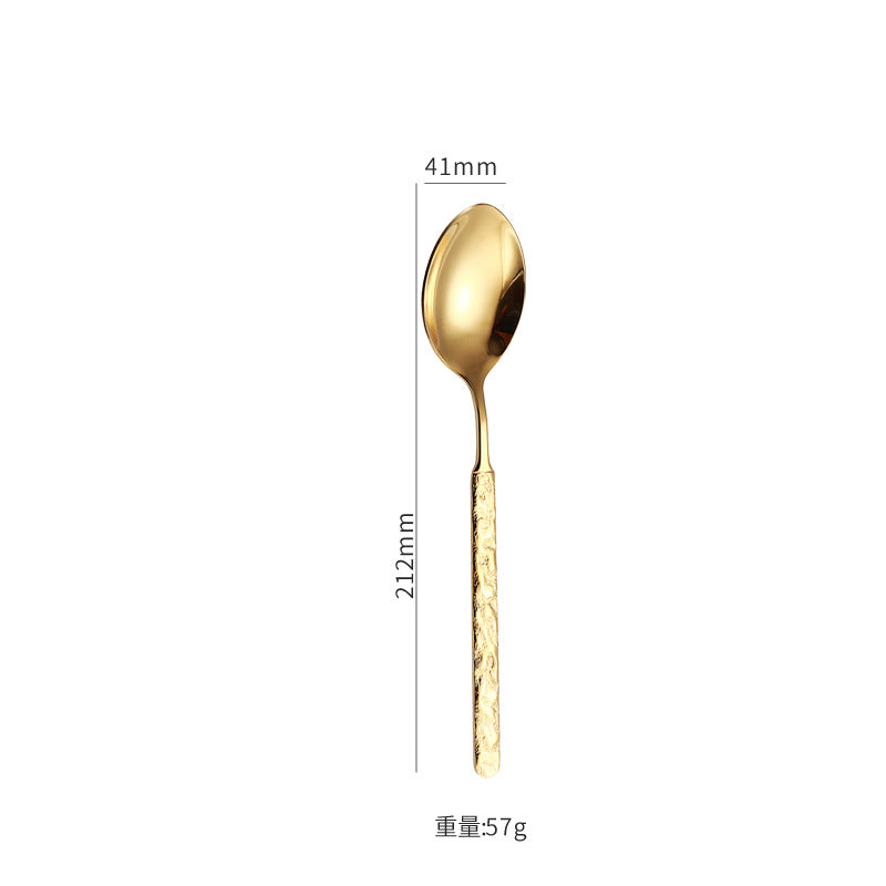 410Stainless Steel Cutlery Hotel Restaurant High-end Stone Pattern Knife Fork Spoon Set Western Cuisine Thickened Steak Knife Fork