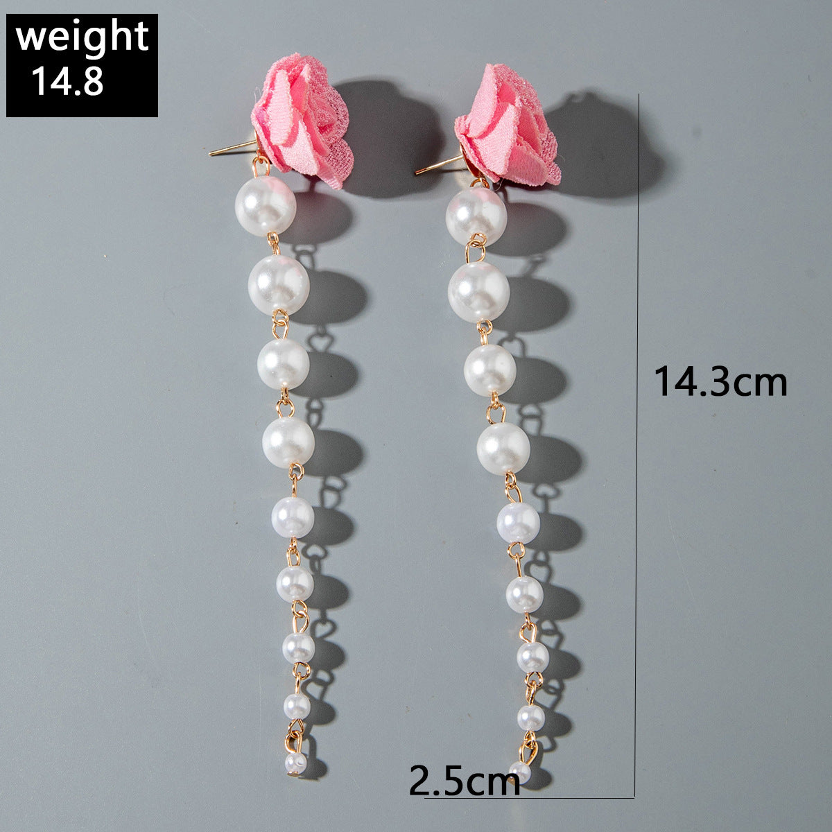 European and American Fresh Fabric Colorful Pearl Earrings Sweet Rice Bead Tassel Tulip Flower Earrings