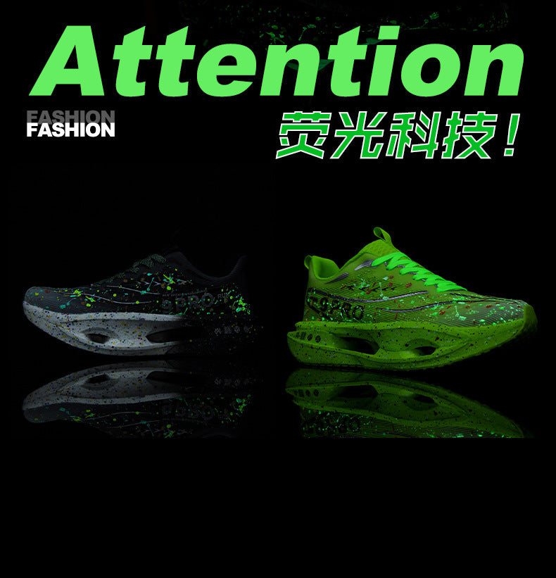 Autumn New Red Rabbit9Fluorescent Breathable Comfortable Couple Sports Shoes Ultra-Light Cushioning Rebound Anti-Slip Wear-Resistant Running