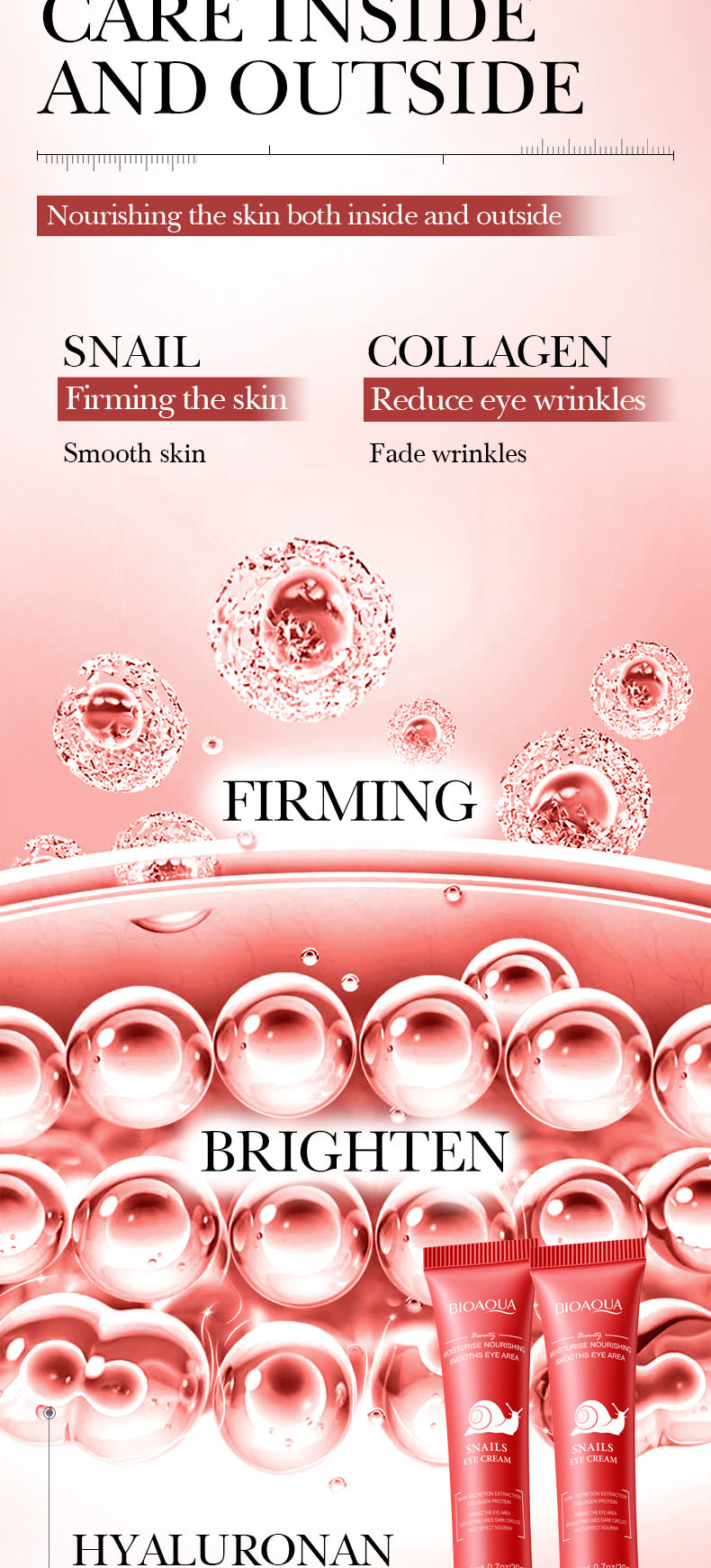 Snail Moisturizing Eye Cream BIOAOUA Hydrating and Moisturizing Eye Cream for Cross-Border Wholesale