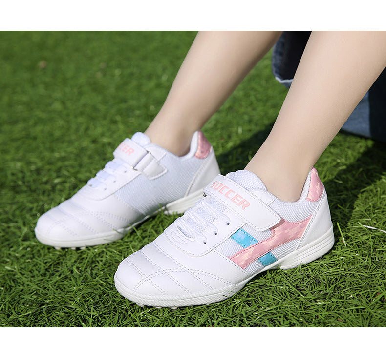 New football shoes for men and women with Velcro for children TF Broken Nail Style Youth Student Grassland Flat Training Shoes