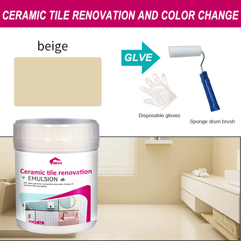 Water-Based Tile Paint Bathroom Floor Tile Color Change Renovation Coating Toilet Glass Wear-Resistant Waterproof Paint Matte