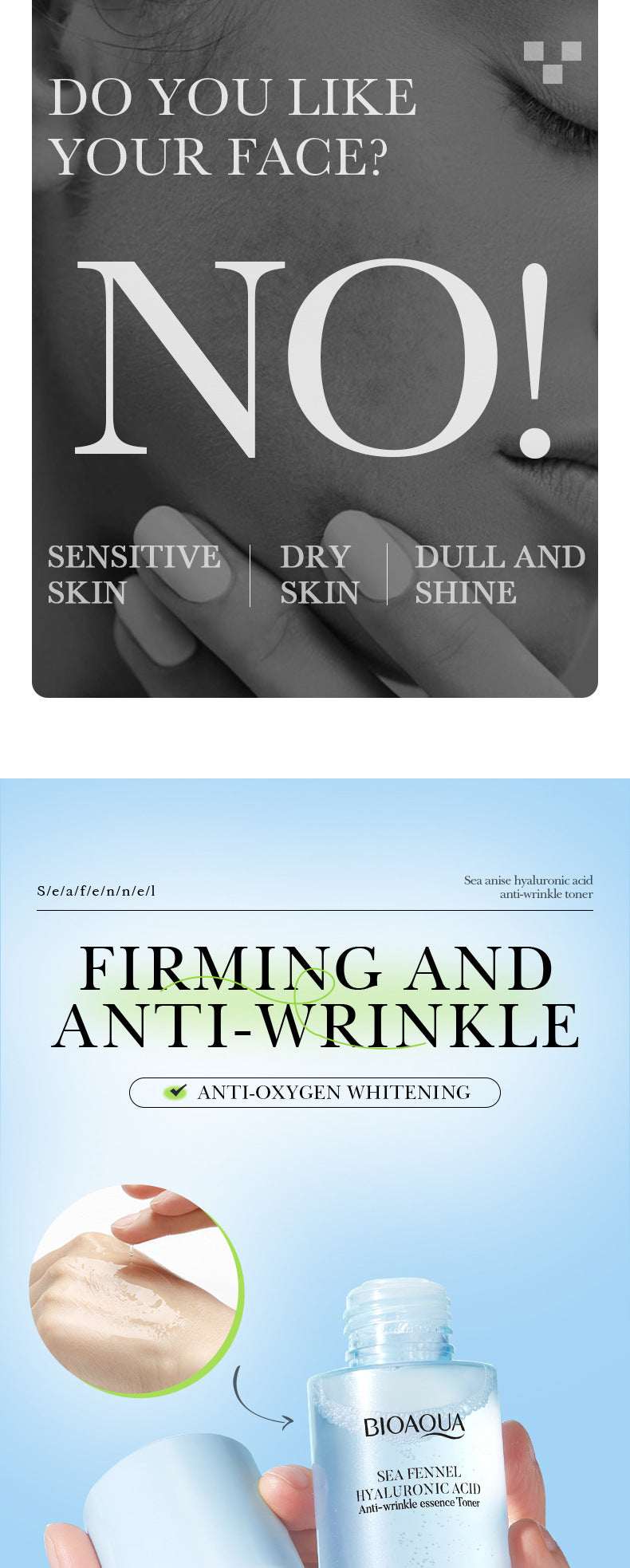 Sea Fennel Hyaluronic Acid Skin Care Set  BIOAOUA Moisturizing Five-Piece Set Cross-Border Wholesale