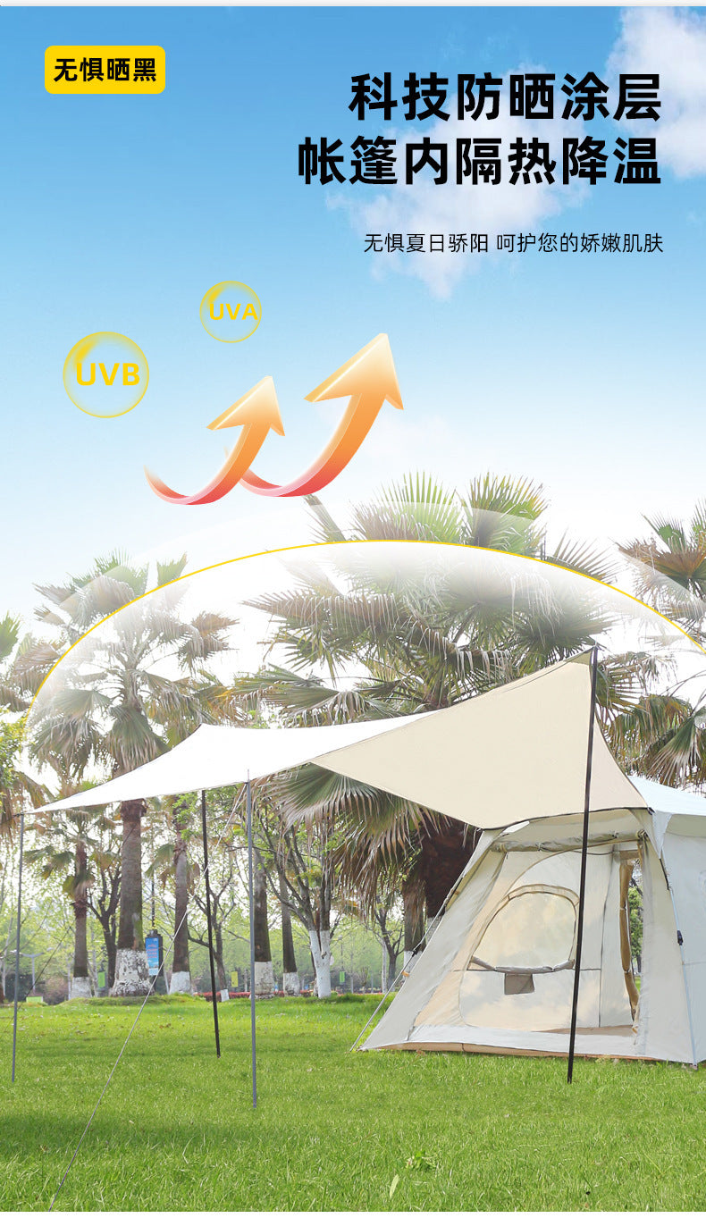 Canopy Tent 2-in-1 Outdoor Camping Waterproof Fabric Full Set Thickened Silver Sunproof Rainproof Four Seasons Tent