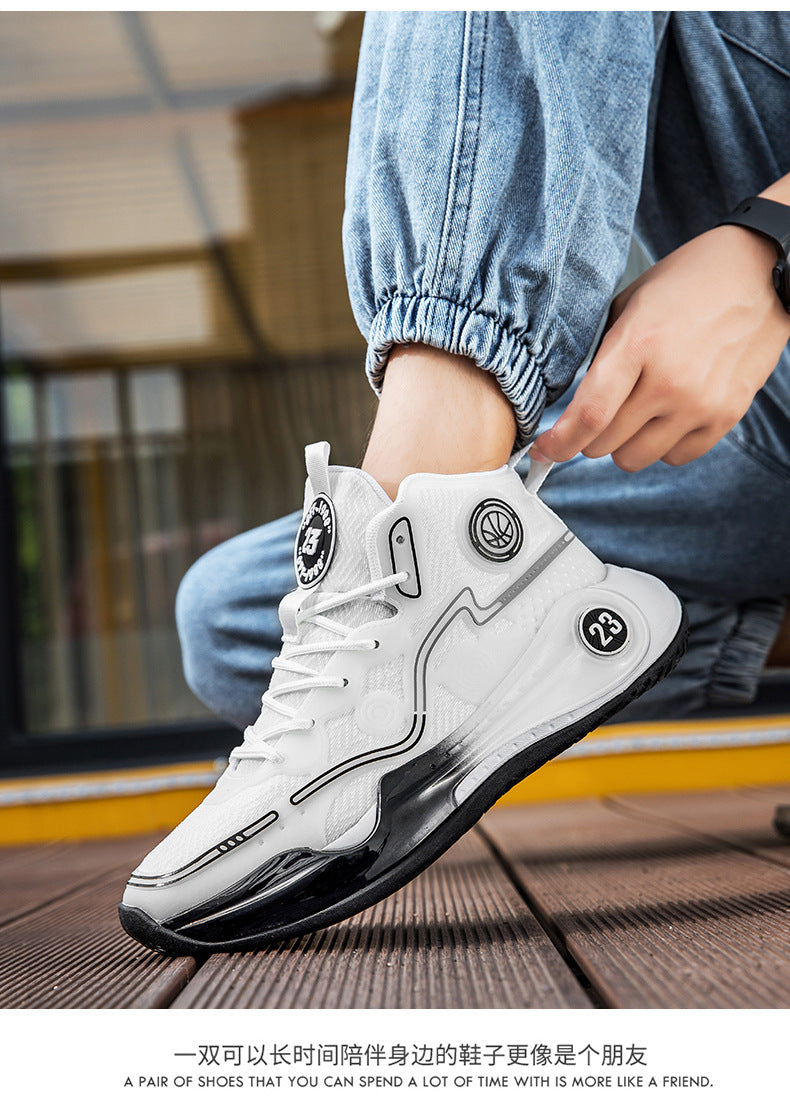 Four Seasons New Non-Slip Wear-Resistant Shock-Absorbing Youth High-Top Breathable Comfortable Sports Shoes Trendy Practical Basketball Shoes